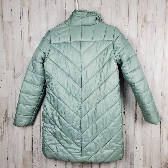 Just Fab Shiny Puffer Jacket Mint Green Size Small - Picture 2 of 12
